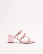 Valentino Rockstud Slide Sandal In Laminated Nappa 60Mm